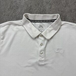 Nike SB Polo Shirt Men XL White DRI-FIT Short Sleeve Performance Cotton Blend
